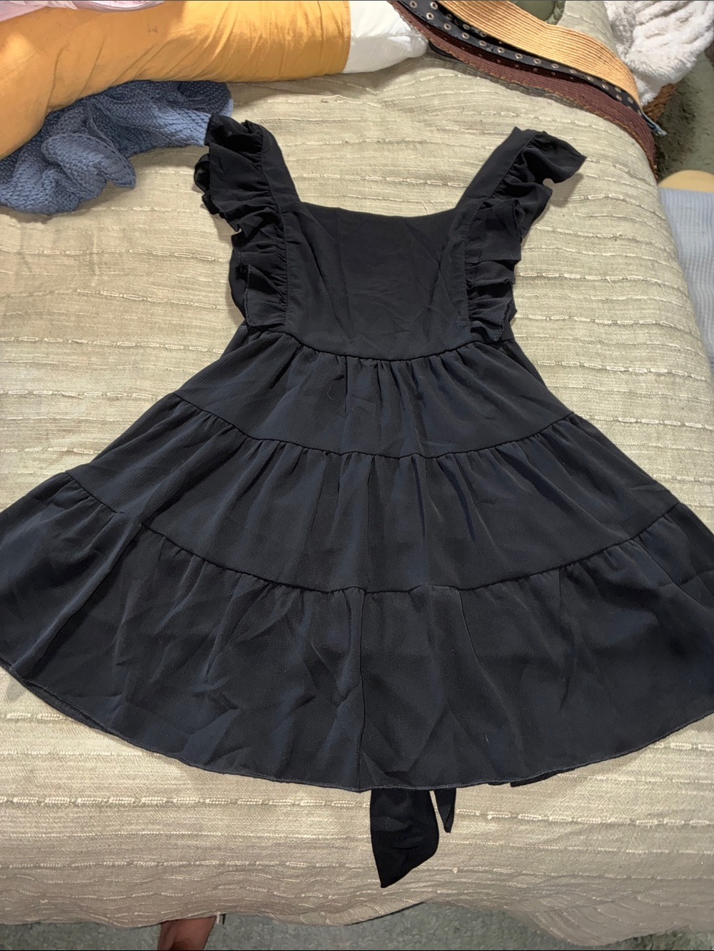 Black Ruffle Tiered Mini Dress